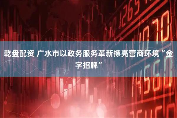 乾盘配资 广水市以政务服务革新擦亮营商环境“金字招牌”